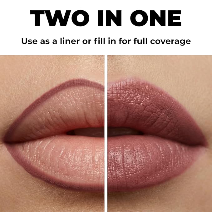 Lamel Gel Lip Liner Pencil - Spicy Nude - 2-in-1 Waterproof Lip Liner - 8-Hour Wear, Creamy Texture, Sharpenable, High Pigment - Provides Smooth Finish or Full Coverage - N.412