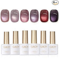 GAOY Purple Cat Eye Gel Polish Set, 6 Cosmic Violet Shades with Magnetic Glitter Effec, Galactic Glitter Gel for Mystic Nail Art