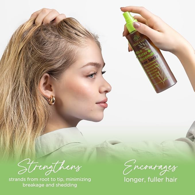 Rice Water Hair Spray Rosemary Water Spray for Hair Growth (8.8 fl oz) - Hair Thickening Fermented Rice, Caffeine, Rosemary Extract, Biotin, Keratin and Castor Oil Scalp Care