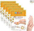 CGBOOM 5 Pairs Hand Masks Moisturizing Gloves, Hand Skin Repair Renew Mask Infused Collagen, Vitamins + Natural Plant Extracts for Dry, Aging, Cracked Hands (Honey and Milk)