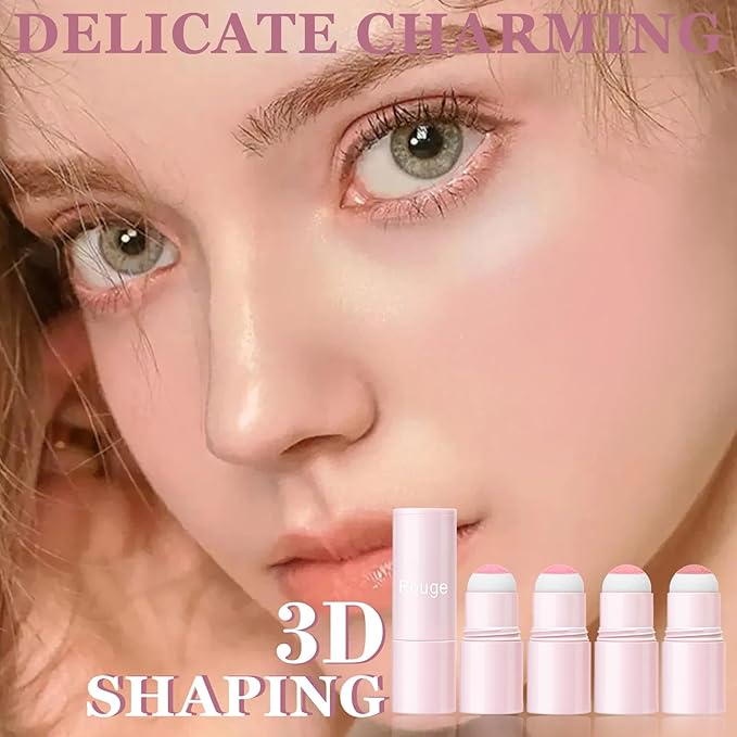 4Pcs Cream Contour Stick Makeup Kit,Shades with Highlighter,Brush Stick,Cream Bronzer for Sculpt the Cheeks,Long-lasting Waterproof Lightweight Contour Set B