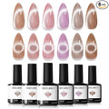 modelones Cat Eye Gel Nail Polish 6 Colors Nude Pink Brown Purple Cat Eye Nail Polish Glitter Semi-transparent Holographic 9D With Magnet Pastel All Seasons Soak Off Led Nail Art DIY Salon Gifts