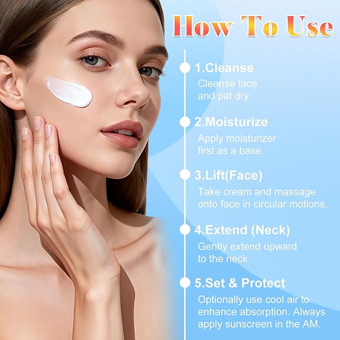 2 Pcs Dual Action Lifting Cream - Instant Firming with Peptides & Hyaluronic Acid, Hydrating Moisturizer, All Skin Types