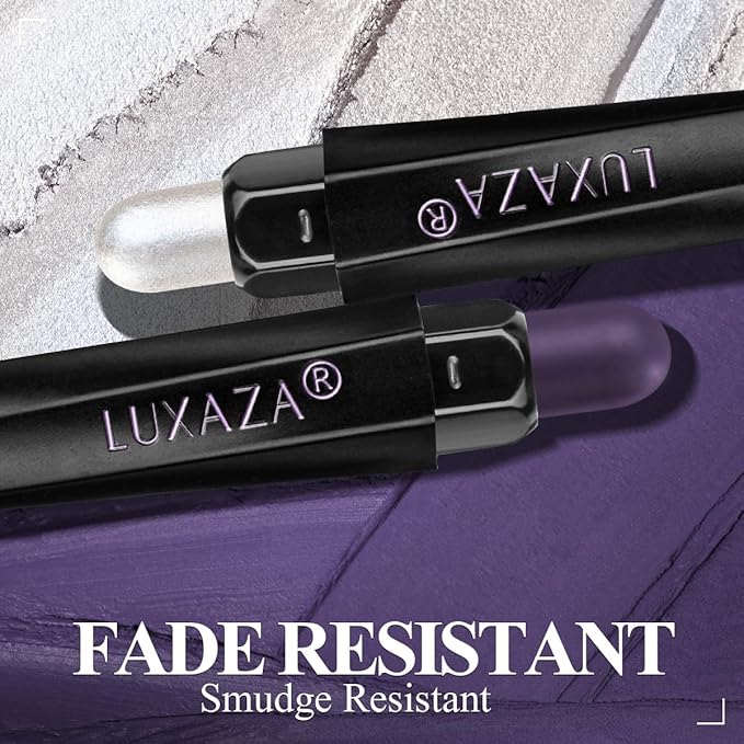 LUXAZA PRO Neutral Eyeshadow Stick 6PCS Set, Pink and Purple Metallic Shimmer Matte Cream Eye Shadow Eyeliner Brightener Pencil Crayon, Halloween Makeup - PURPLE MARTINI