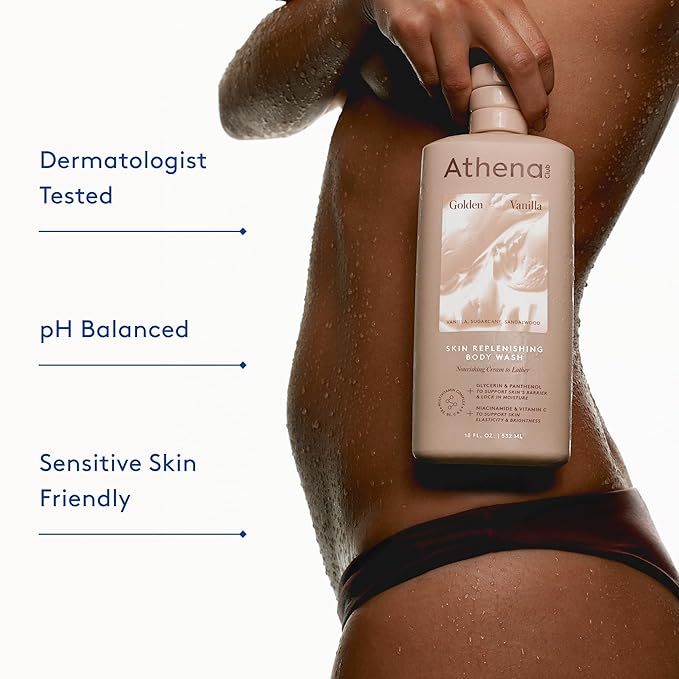 Athena Club Skin Replenishing Body Wash for Women, Sulfate Free Nourishing Cleanser with Niacinamide, Gently Cleanses Without Stripping, Sea Splash Fresh Scent, 18 fl oz