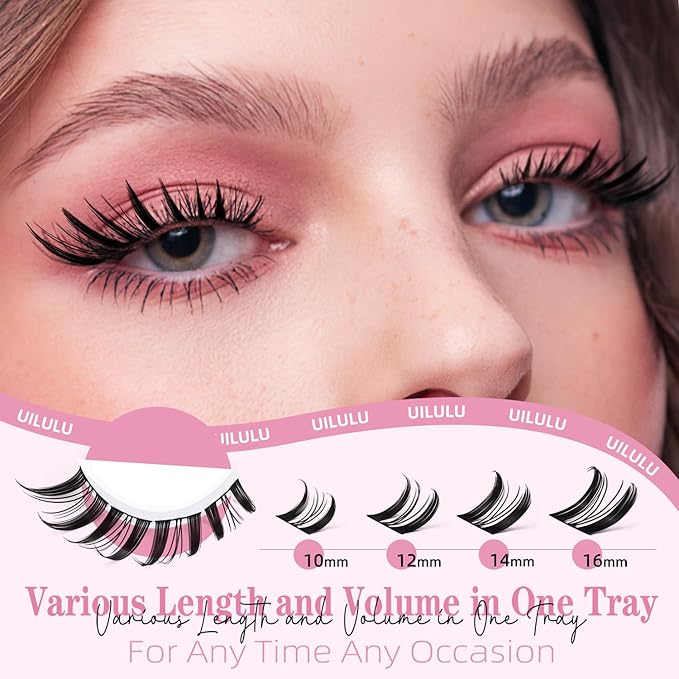 Manga Fairy Lash Clusters 10–16mm–Anime FoxEye D Curl Eyelash Clusters (Left & Right WideSpan)–DIY Wet Look Lash Extensions–Individual Fake Lashes (U29 Lash Only)