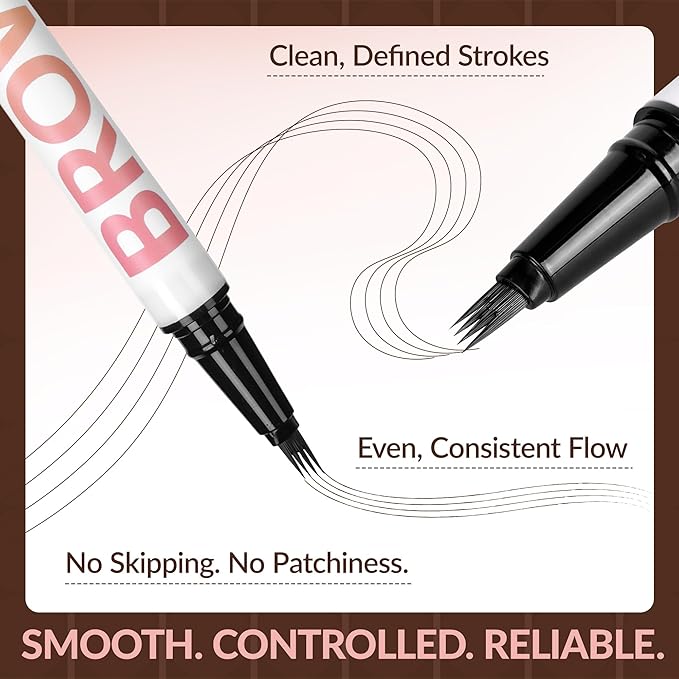 BEPHOLAN Liquid Brown Eyebrow Pen 4-Fork & Precise Brush-Tip Eyebrow Pencil, Hair-Like Natural Brows, Long-Lasting All-Day Wear(Dark Brown)