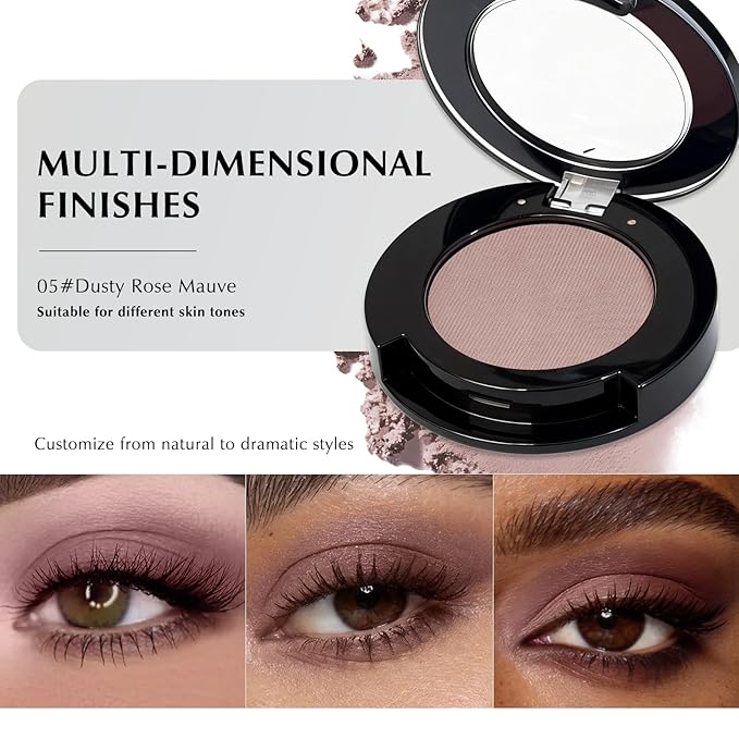 Dusty Rose Mauve Matte Eyeshadow Palette, Mini Monochrome Eye Shadow for Older Women, Pigmented Neutral Eyeshadow Powder Compact sombras para ojos, Naturing-Looking Smooth Blendable Color