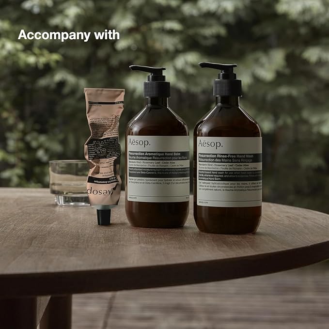 Aesop Resurrection Aromatique Travel Size Hand Balm | Lotion with Sweet Almond and Macadamia Nut to Nourish Dry Hands | 2.4 oz / 75mL