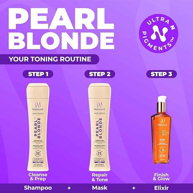 naissant Pearl Blonde Hair Purple Toning Mask | Ultra High-Purity Pigments | Neutralizes Yellow & Brassy Tones | Hyaluronic Acid, Collagen & Biotin | Paraben, Ammonia & Sulfate Free | 10.1 Fl. Oz