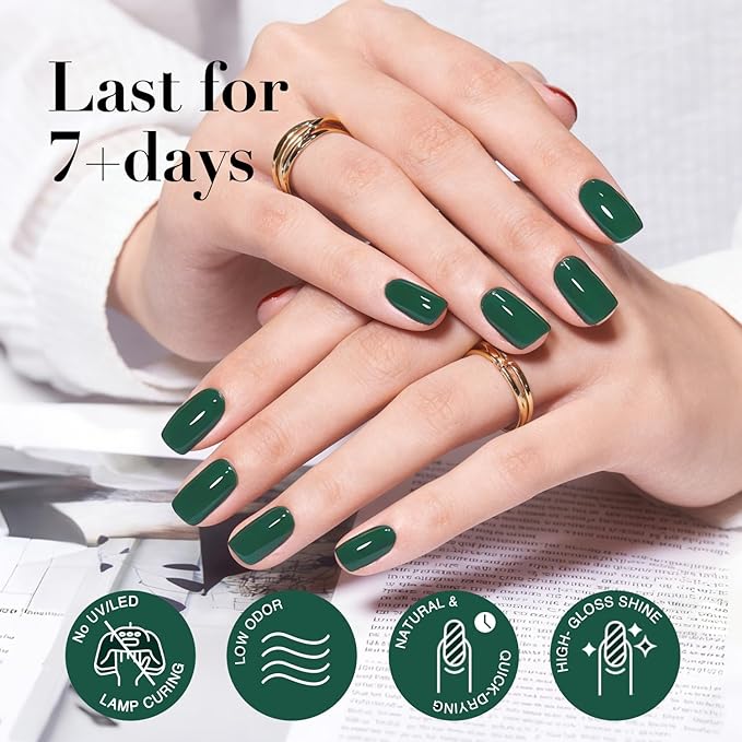AZUREBEAUTY Deep Forest Green Nail Polish, St. Patrick's Day Quick Dry Formula, Strengthening Natural Nail Treatment, Home Salon DIY, Women Gift, 0.34 Fl Oz