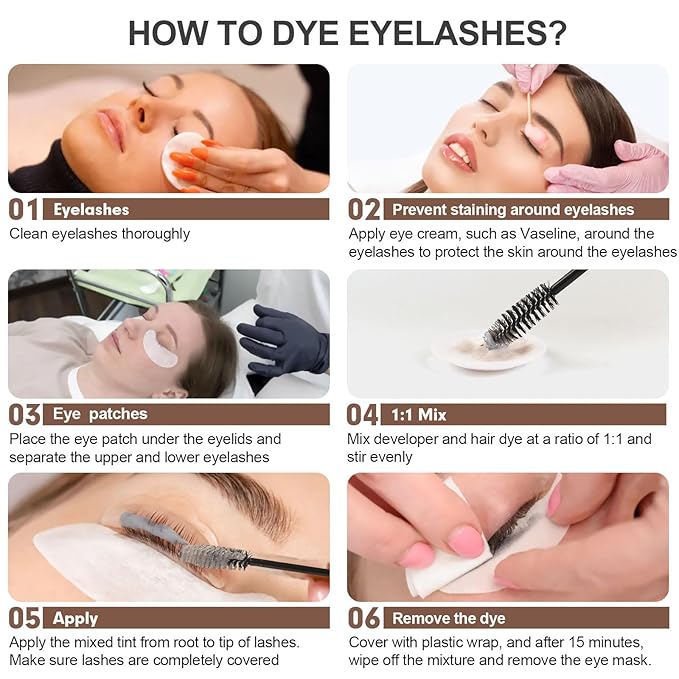 Natural Lash Color Kit, 2 in 1 Professional Black Lash & Brow Color Kit, Instant Bushy Eyelash & Eyebrow Kit Lasting, Safe & Easy DIY Brow Coloring, Black