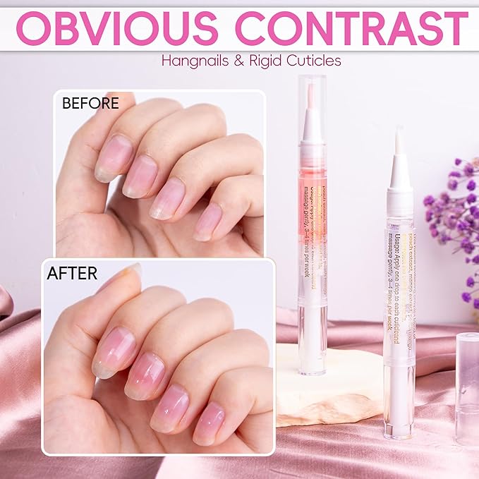2PCS Cuticle Oil Pen for Nails,Nail Oil Pen for Nail Care,Cuticle Oil for Nails with Nail File,Nail Oil Cuticle Prevent Dry Cracking and Hangnails,Deep Nourishment(Rose & Jasmine Flavor)