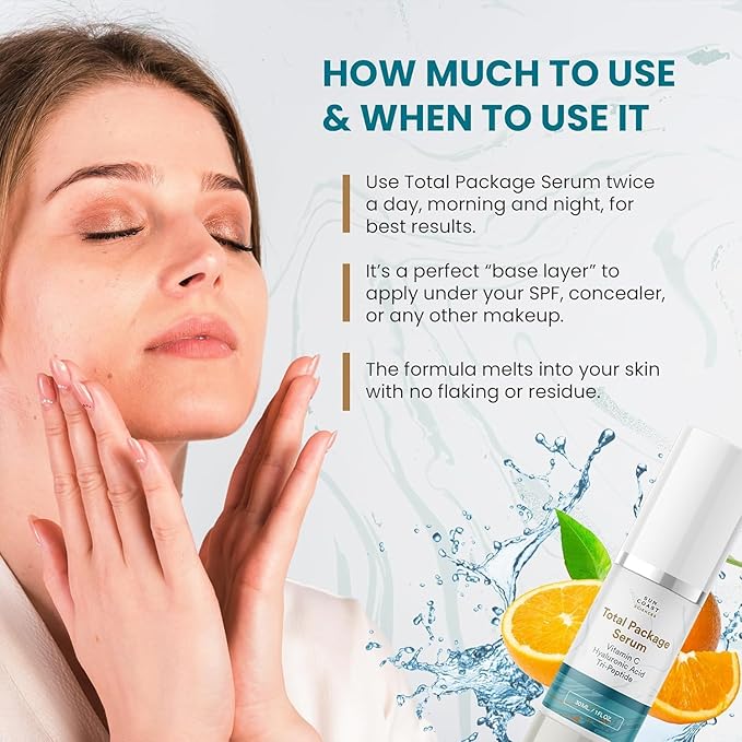 Sun Coast Sciences - Creamy Total Package Serum - Vitamin C Serum with Hyaluronic Acid & Peptides for Face - Hydrating Anti Aging Face Serum for Smoother, Firmer Looking Skin - 1 Fl Oz (Pack of 1)