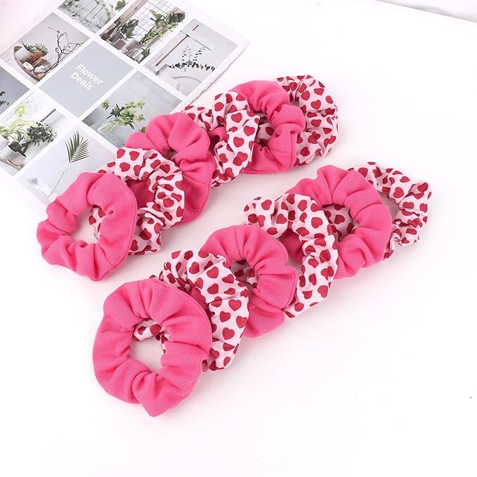 Silk Satin Scrunchies for Women Girls 12 PCS Valentine Hair Scrunchies Silk Satin Hair Ties for Thick Hair Bulk Hair Ties Hair Accessories