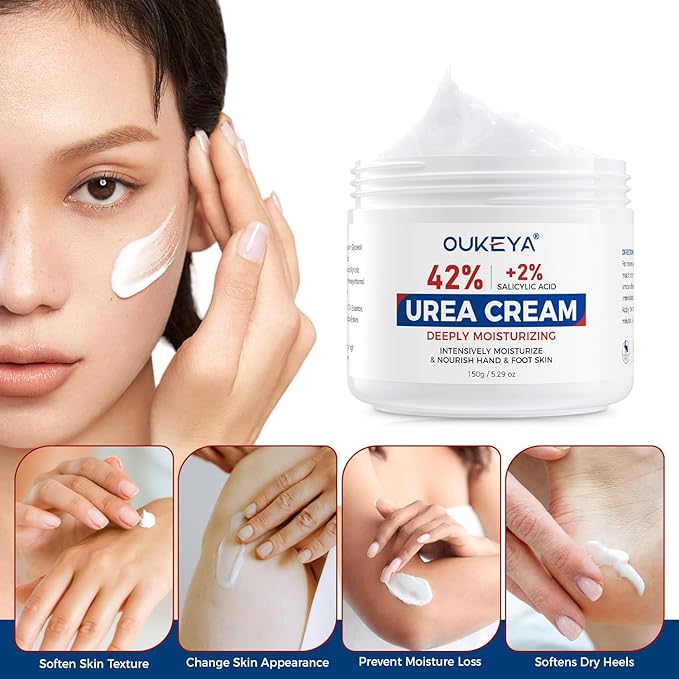OUKEYA Urea Cream 40 Percent for Feet, Maximum Strength Moisturizer, Intensive Hydrating Foot Cream for Dry Cracked Skin, Softens Rough Heels, Knees & Elbows, 5.29 oz