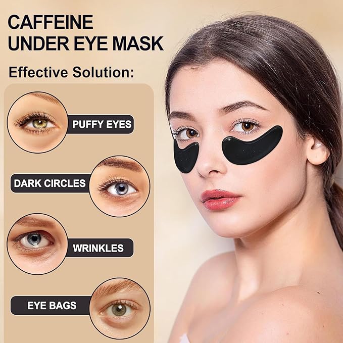 LAVONE Eye Mask - 30 Pairs Caffeine Eye Patches Skin Care Products,Eye Masks Skincare for Dark Circles and Puffiness, Reduce Wrinkles, Eye Bags and Fine Lines, for Women and Man - Caffeine