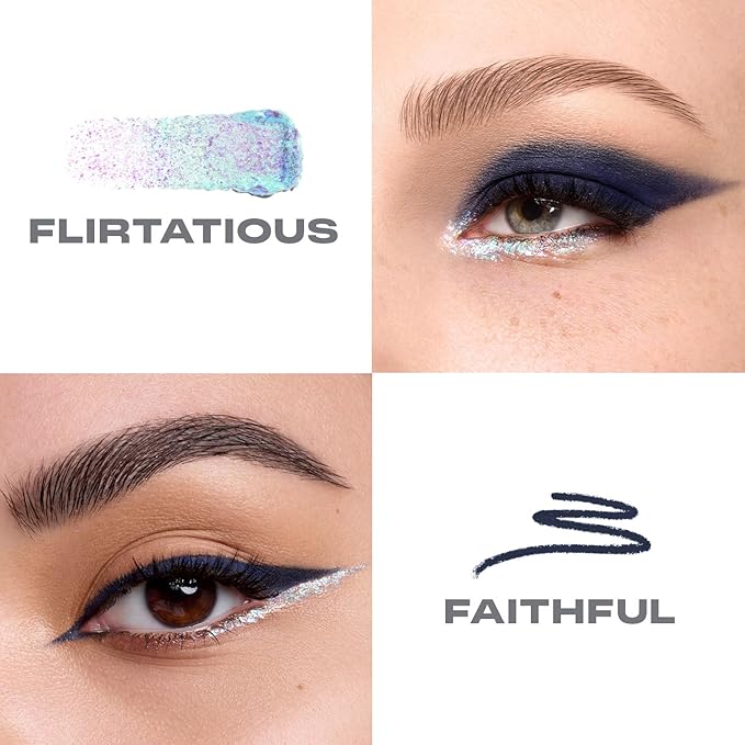 Morphe Mixed Signals Dual-Ended Eyeshadow Stick - Cream Eyeshadow Pigment & Chrome Liquid Flakes for Bold, Layered Eye Makeup Looks - Flirtatious/Faithful (0.028 oz)
