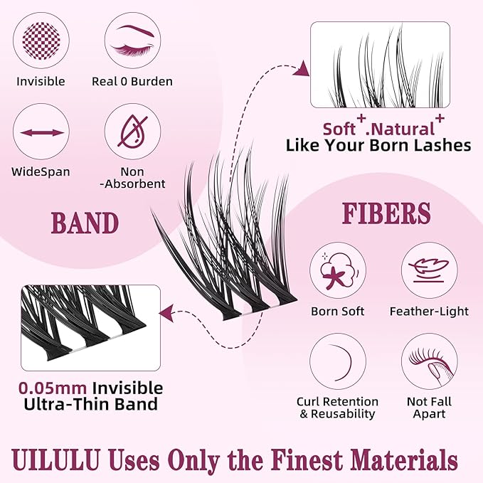 Lash Clusters Kit 10-18mm Mix D Curl DIY Extension Eye Natural Lashes False Wispy EyeLash Cluster with Bond & Seal, Glue Remover, Tweezers(U20 Lash Kits)