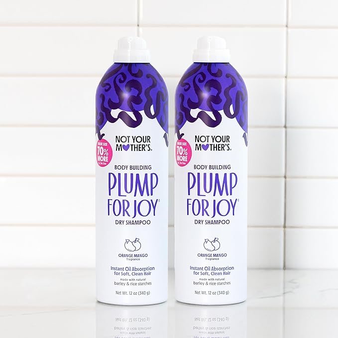 Not Your Mother's Value Size Plump for Joy Jumbo Dry Shampoo (2-Pack) - 12 oz Each - 70% More to Absorb Oil and Build Body - Orange Mango - For All Hair Types
