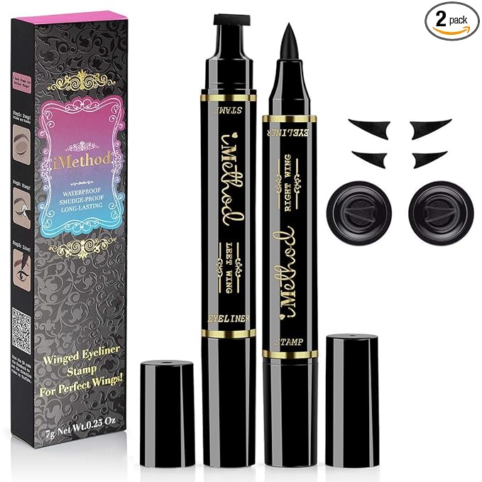 iMethod Eyeliner Stamp 2 Pens Winged Eyeliner Stamp, Perfect Wing Cat Eye Stamp, Long Lasting Liquid Eye Liner, Waterproof & Smudgeproof Makeup