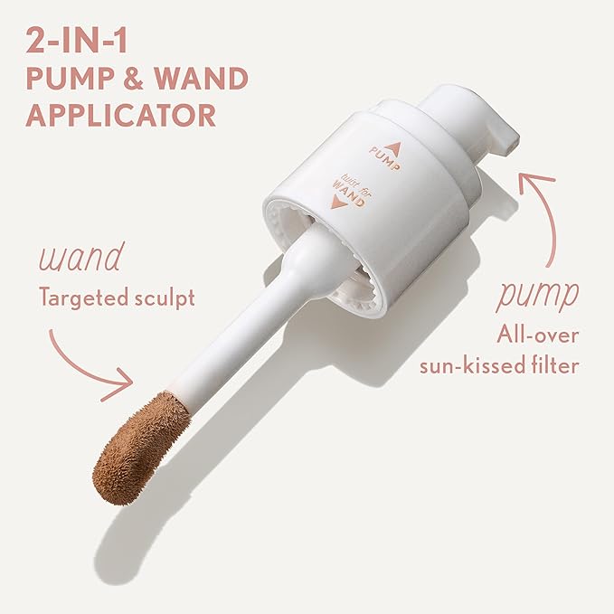 COVERGIRL TruBlend Sun & Sculpt Bronzing Glow Serum, Buildable, Radiant Glow, Wand and Pump Applicator - 70 Dark Deep