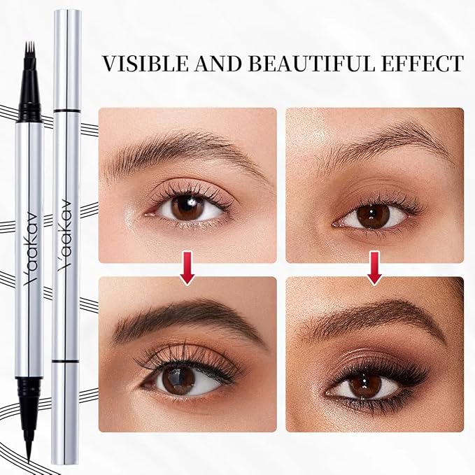 Eyebrow Pencils for Women Waterproof, Eyebrow Pencil & Eyebrow Pen 2 in 1, Long Lasting Brow Pencil, Natural Hair Like Eye Brow Pencil, Brown Eyebrow Pencil (01 LIGHT BROWNS)
