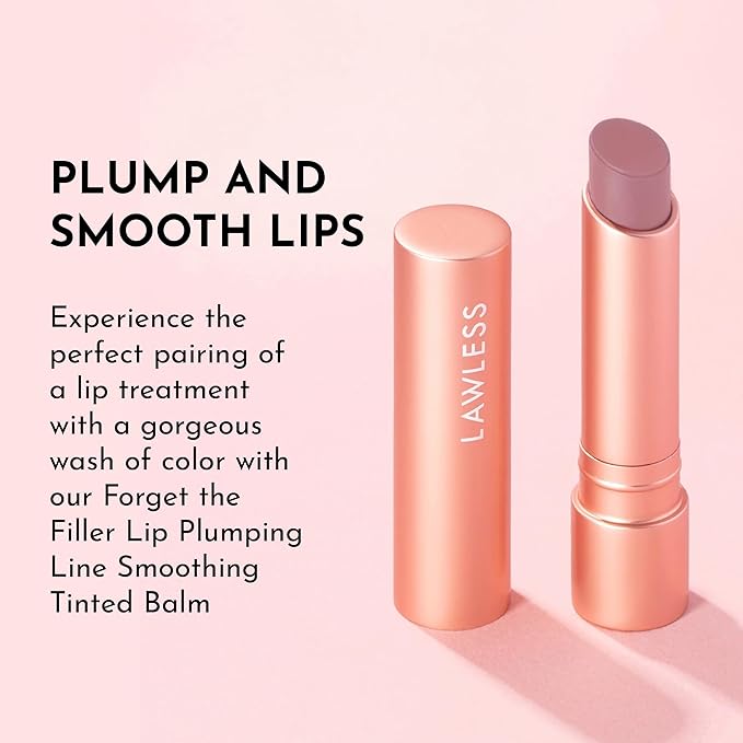 LAWLESS Women's Forget the Filler Lip Plumping Line Smoothing Tinted Balm, Whisper, 0.09 Ounce