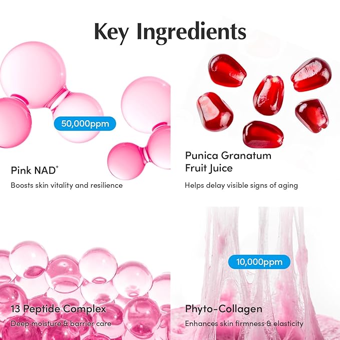 EQQUALBERRY NAD+ Peptide Boosting Cream – NAD+ 5% & 13 Peptides Anti-Aging Korean Skincare Face & Body Cream | Firming & Lifting Pink Neck Cream for Sagging Skin (1.69 fl.oz / 50ml)