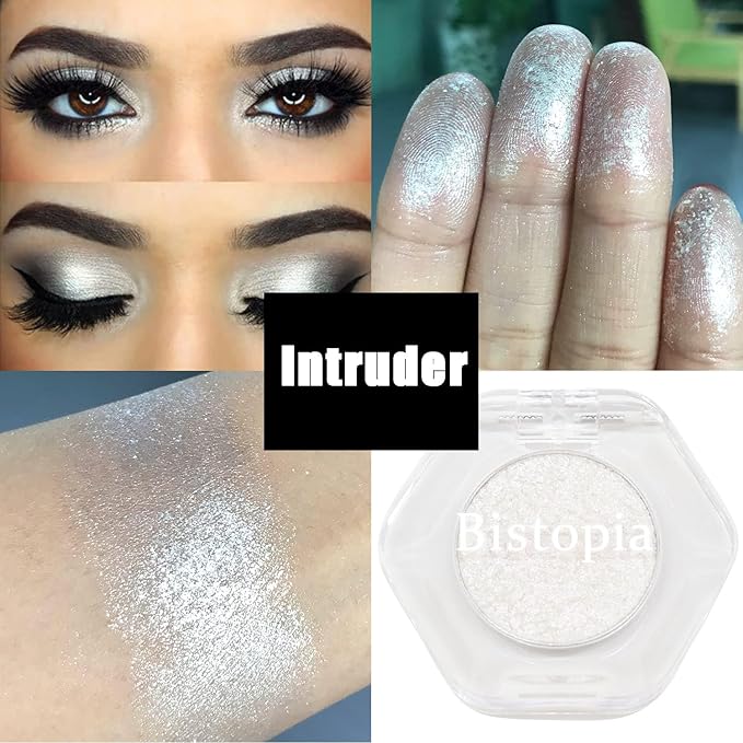 Chameleon Eyeshadow Collection, 14 Shades, Glitter Pressed Powder, Iridescent Shimmer Colors. (Intruder)