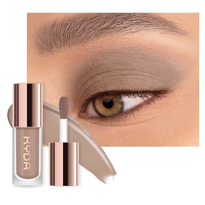 KYDA Liquid Matte Eyeshadow, Cool Grey Brown Eyeshadow, Long-wearing Crease-Resistant Velvet Eyes Tint, Smooth Cream-to-Powder Texture, Multiuse Eyes Makeup for Shadow & Cool Tone Contour