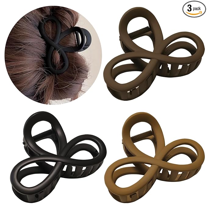 3.3 Inch Hair Claw Clips, Unbreakable No Slip Matte Claw Clip for Women's Thin & Medium Thick Fine Hair, 3 Pack