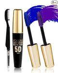 2PCS Blue Purple Waterproof Mascara for Eyelash, 5D Silk Fiber Liquid Lashes Extensions Colored Mascara with Eyelash Comb Brush, Long Lasting Volumizing and Length,Christmas Eye Makeup Gift for Women