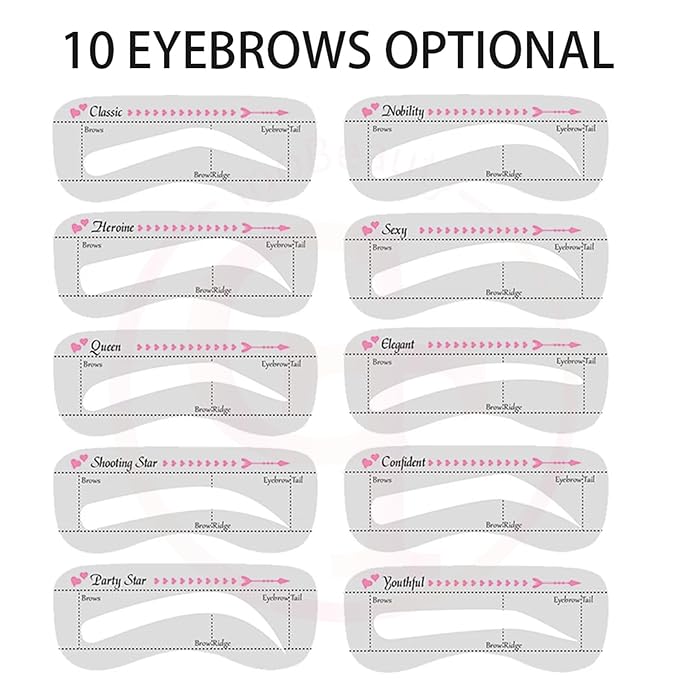TgoBeauty 10PCS Women Eyebrow Card Reusable High Durability Eyebrow Stencil Grooming Shaper Template Eye Makeup Tools Stickers for Eyebrow PMU (10pcs/set)