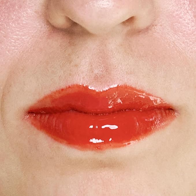 Ellis Faas Glazed Lips Lip Gloss High Pigment Ultra Shiny & Glossy Finish Deep Hydration Lip Stain Color Stick With Plant Seed Oils Non Sticky Perfect for Stained Effect (304 Sheer Orange)
