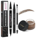 LAVONE Hair-Like Eyebrow Pen Makeup kit, Eyebrow Pencils for Women with Waterproof Microblading Eyebrow Pencil, Eyebrow Pomade, Eyeliner and Eyebrow Brush, Create Full, Natural Brows, Brown