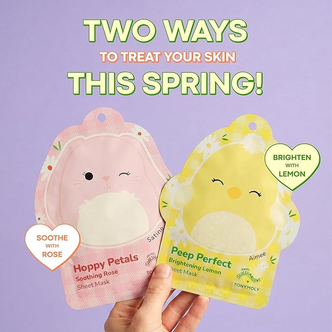 TONYMOLY x Squishmallows Sheet Mask Set (6 Pack), Hydrating & Brightening K-Beauty Masks, Cute Skincare Gift Set for Teens, Spa Night & Self-Care
