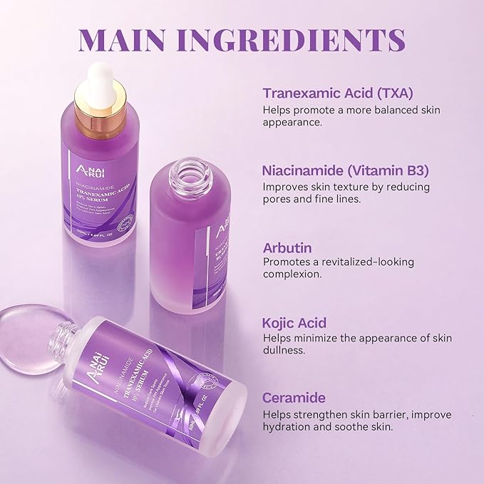 ANAI RUI 10% Tranexamic Acid Serum with Niacinamide,Kojic Acid,Ceramide, Skin Refining, for All Skin Types 1.69 FL.Oz/50 ML