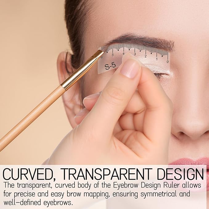 5 Pairs Eyebrow Design Ruler - Microblading Mapping Tool with Curved, Transparent for Symmetrical Brows | Reusable Brow Shaping Kit for Beginners and Professionals