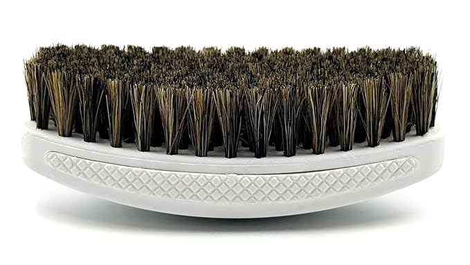 New WHITE-OUT Premium Wave Brush - MEDIUM SOFT- Boar Bristle Hairbrush, Non-Slip Grips, Waterproof Design, Indestructible body, Satin Finish, Debossed Logo - The Ultimate Curved 360 Wave Brush