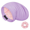 LULUSILK Mulberry Silk Bonnet for Sleeping Women, Real Silk Sleep Cap for Curly Hair and Braids, Pure Head Wrap with Scrunchies, Lavender