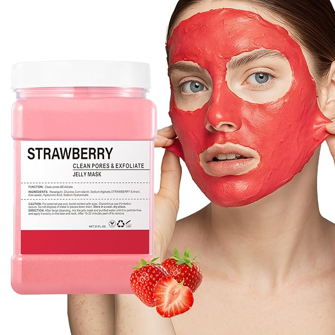 Hydro Jelly Masks for Women Home Spa,Hydrating & Moisturizing Peel-Off Rubber Gel Face Mask Skin Care,Professional Jelly Mask for All Skin Types 23 Fl Oz（Strawberry）