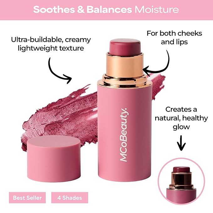 Baby Face Cream Blush Stick - Lucy - Deep Rose Multiuse Buildable Lip and Cheek Color Balm for a Radiant Dewy Glow - Face Makeup with Jojoba Seed Oil Coconut Oil - Vegan & Cruelty Free