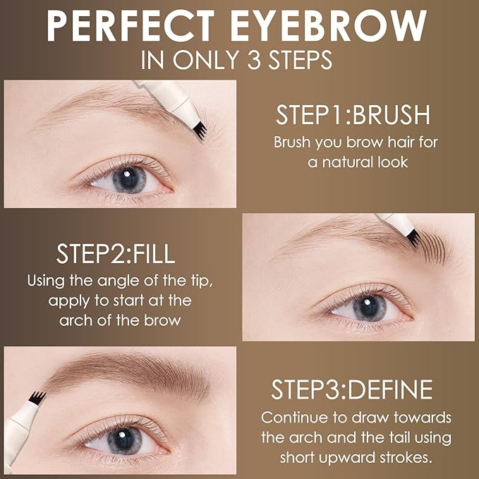 FOCALLURE FLUFFMAX TINTED Liquid Eyebrow Pen, Eyebrow Microblading Pen with a Micro-Fork Tip Applicator, Long-Lasting, Smudge-Proof, Creates Natural Looking Brows, BLACK BROWN