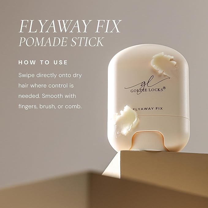 Goldie Locks Flyaway Fix Hydrating Pomade Stick - Tames Flyaways and Controls Frizz - Lightweight Non-Greasy Hold - Safe for Extensions & Color-Treated Hair - Protein-Free - 0.5 oz