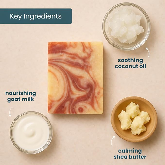 Goat Milk Soap Bar, Cherry Almond (3 Pack) - Premium, Handmade w/Real Milk in USA - Hand & Body Goat Soap - Dry Skin, Gentle, No Dyes - (Large, 5oz)