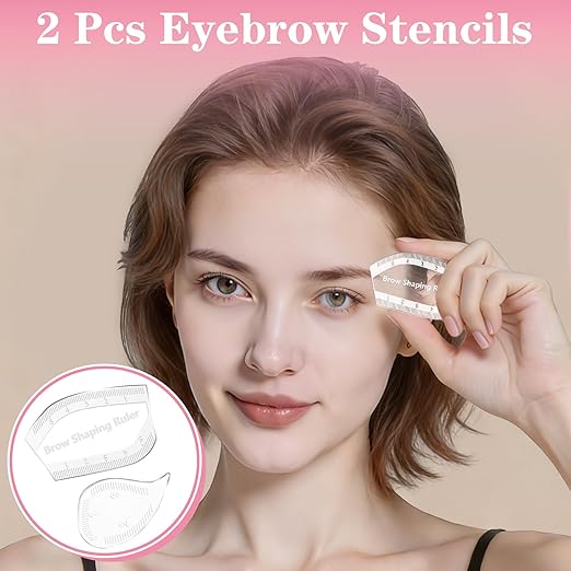 2 Pcs Brow Mapping Ruler, Arch Eyebrow Eyeline Ruler, Fast Drawing Design Brow Easy Tool - Eyebrow Stencils for Microblading Permanent Makeup, Arch Mapping Tool for Women