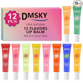 Dmsky Lip Gloss Bulk 12 Pack, Hydrating Squeeze Clear Lip Gloss Set with Shea Butter, Moisturizing High Shine Glossy Lip Oil for Dry Chapped Lips-12 Flavors
