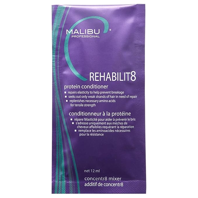 Malibu C REHABILIT8 Smoothing Protein Conditioner (1 Packet) - Replenishes Hair Protein & Amino Acids to Prevent Breakage - Hydrating Conditioner for Damaged Hair