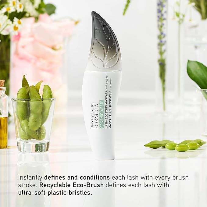 Physicians Formula Organic Wear Lash-Boosting All Natural Mascara, Lifts, Lengthens, For Sensitive Eyes, Dermatologist Tested - Black